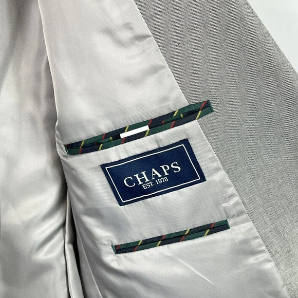 CHAPS Mens Gray Sport Coat Suit Jacket Blazer 42 R - Picture 7 of 8